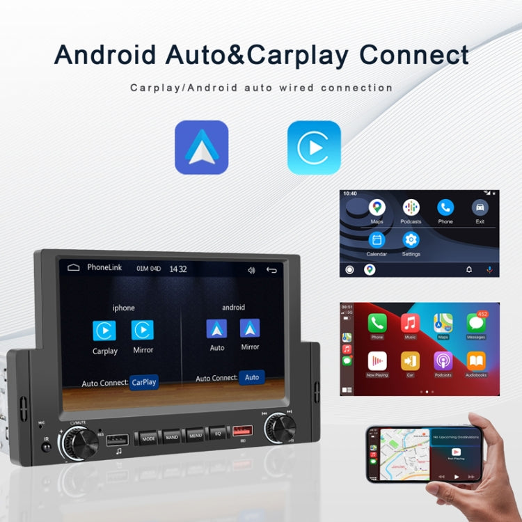 6.2 Inch MP5 Player Single Butt Universal Wired CarPlay Car Monitor, Model: Standard+4 Light Camera