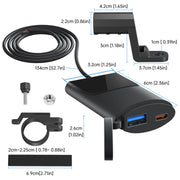 Motorcycle PD+USB Fast Charging Mobile Phone Charger Rearview Mirror Extension Bracket