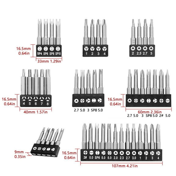 5pcs / Set Triangular Plum Blossom Chrome Vanadium Steel Bit Set Appliance Repair Electrical Drill Accessories With Magnetic
