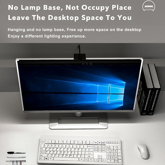 TB-30SA 33cm Timing Dimming Display Asymmetric Working Eye Care LED Desk Lamp Laptop Screen Hanging Light(Black)