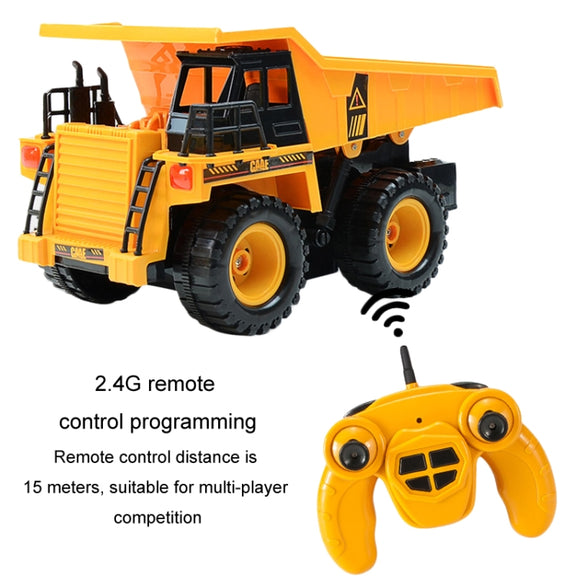 2.4G RC Dumper Truck Simulation Engineering Vehicle Model Children Electrical RC Truck Toy(Yellow)