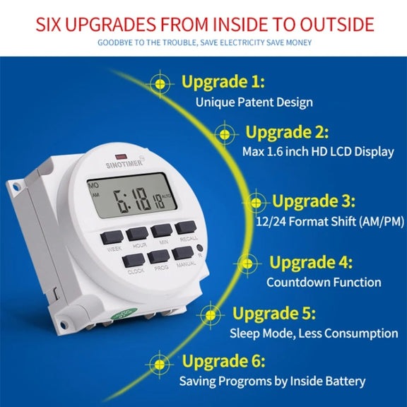 SINOTIMER TM618N-3 24V 7 Days Weekly Programmable Digital Electronic Timer Switch