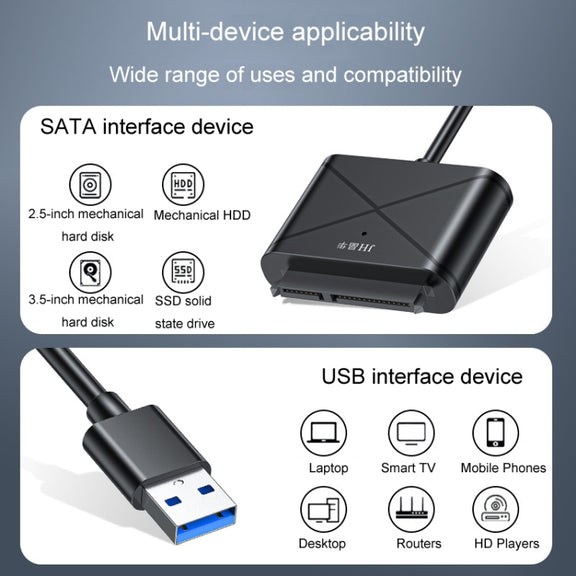 JINGHUA USB3.0 To SATA HDD Adapter Cable For 2.5/3.5 Inch External HDD SSD Hard Drive(30cm)