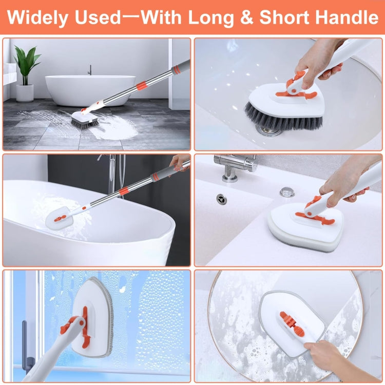 Shower Cleaning Brush With 52 Inch Adjustable Handle Tub Tile Scrubber Brush, Spec: Set 2