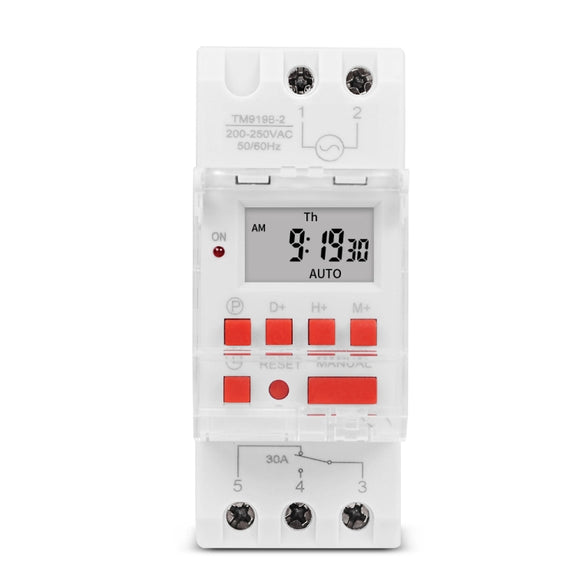 SINOTIMER TM919BK 85-265V AC 30A Programmable Digital Timer Switch Automatic Cycle Timing Controller