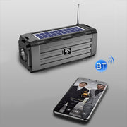 BDL-187 LED Light Solar Wireless Bluetooth Speaker Portable Outdoor Camping FM Radio(Black)