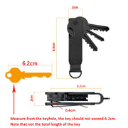 Compact Key Organizer Metal Key Chain Can Hold 2-6 Keys Black