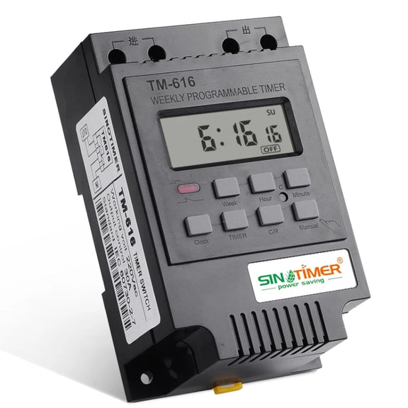 SINOTIMER TM616B-4 12V 30A Weekly Programmable Digital Timer Switch Relay Control
