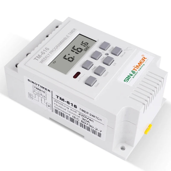SINOTIMER TM616W-4 12V 30A Weekly Programmable Digital Timer Switch Relay Control