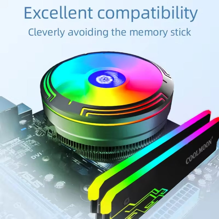 COOLMOON Ice Blade W120 LED Colorful Light 4Pin Cooler Desktop CPU Cooling Fan