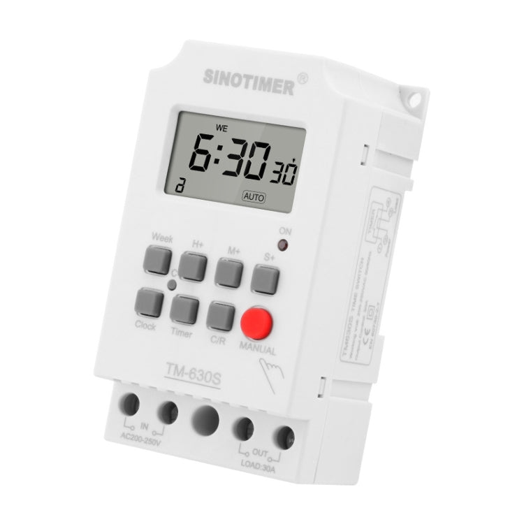 SINOTIMER TM630S-2 220V 30A Timer Switch 1 Second Interval Weekly Programmable Time Relay