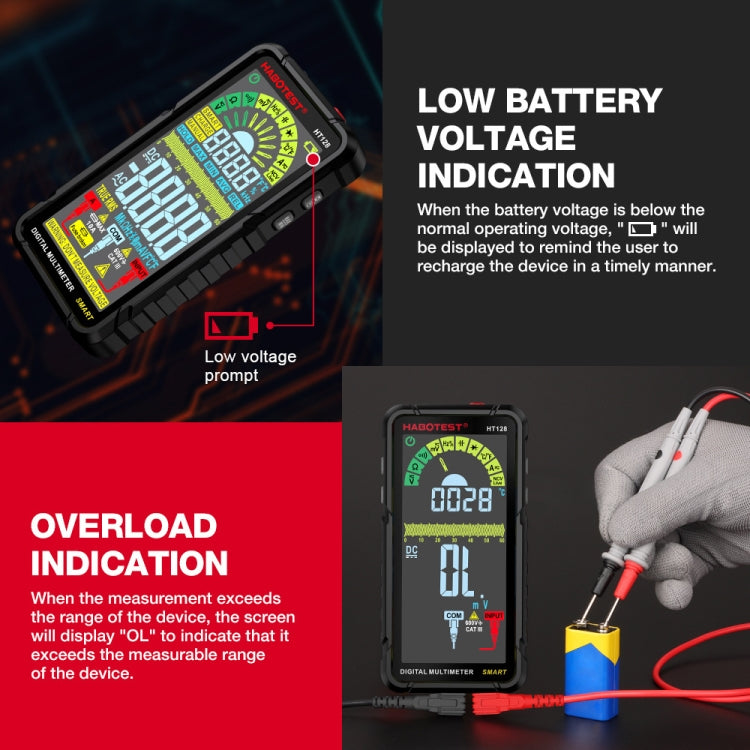 HABOTEST Automatic Range Digital Display Ultra-Clear Intelligent Current Multimeter