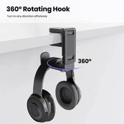 360 Degree Rotation Headset Bracket With Game Handle Organizer(Black)