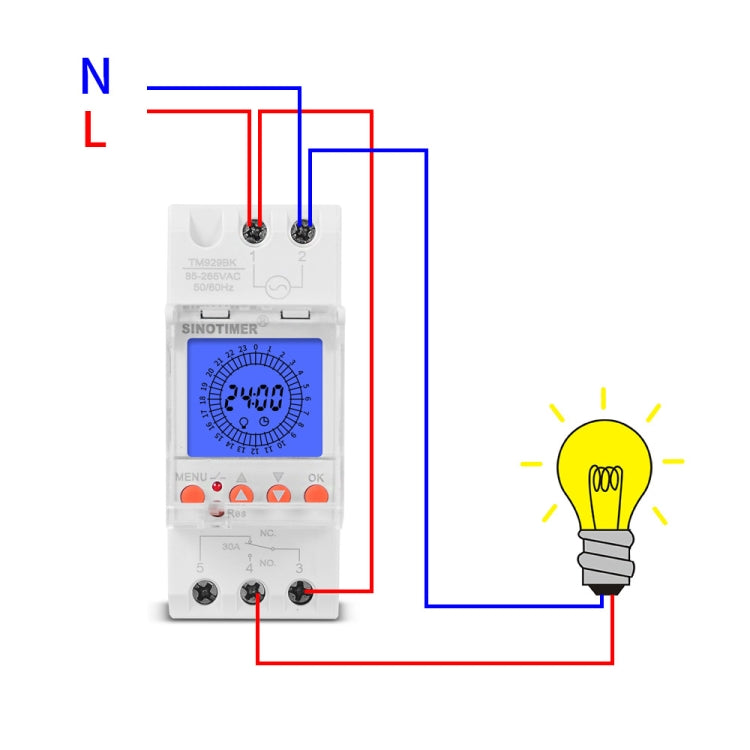 SINOTIMER  TM929BKL 85-265V 30A 24hrs Digital Analogue Din Module Time Switch With Backlight