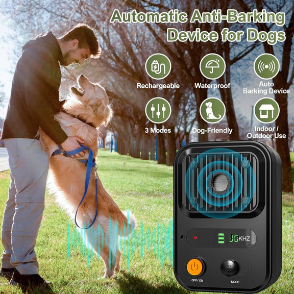 UltrasonicAnti Barking Devices Color Screen Auto Dog Bark Deterrent Devices with 3 Levels(Green)