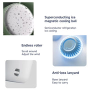 Turbo Handheld Small Fan Outdoor 100-speed Cooling Fan Built-in 4000 mAh Battery(White)