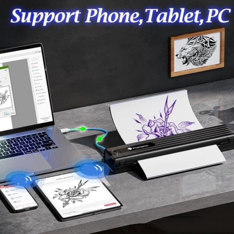 Phomemo TP83-BK Wireless Tattoo Stencil Printer With 10pcs Transfer Paper(Black)