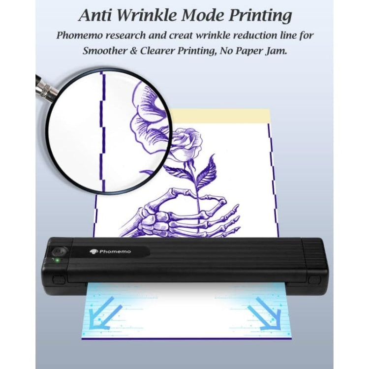 Phomemo TP83-BK Wireless Tattoo Stencil Printer With 10pcs Transfer Paper(Black)
