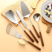 304 Stainless Steel Walnut Handle Cooking Tools Home Restaurant Kitchen Gadgets, Style: Cake Spatula