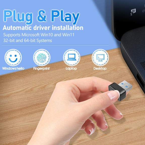 Windows Hello Fingerprint Reader Security Key for Windows 10 / 11(Black)