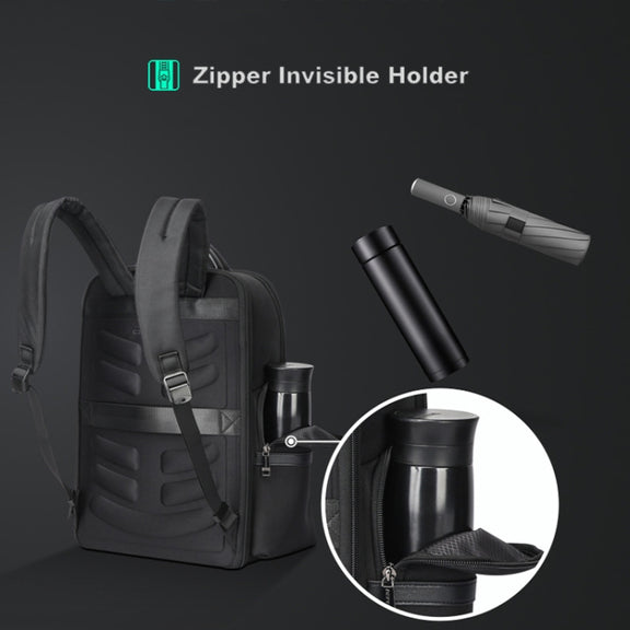 Bopai 61-120511 arge-capacity Travel Business Laptop Backpack With USB+Type-C Port(Black)