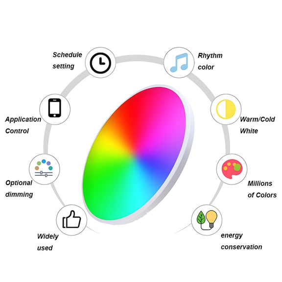 24W 30cm RGBCW Full Color Smart WiFi Tuya Ceiling Light with Remote Control