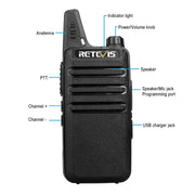 RETEVIS RT22 Hotel Mini Charging Two-Way Wireless Intercom Walkie Talkie(US Frequency with Plug)