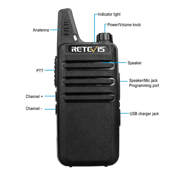 RETEVIS RT22 Hotel Mini Charging Two-Way Wireless Intercom Walkie Talkie(US Frequency with Plug)