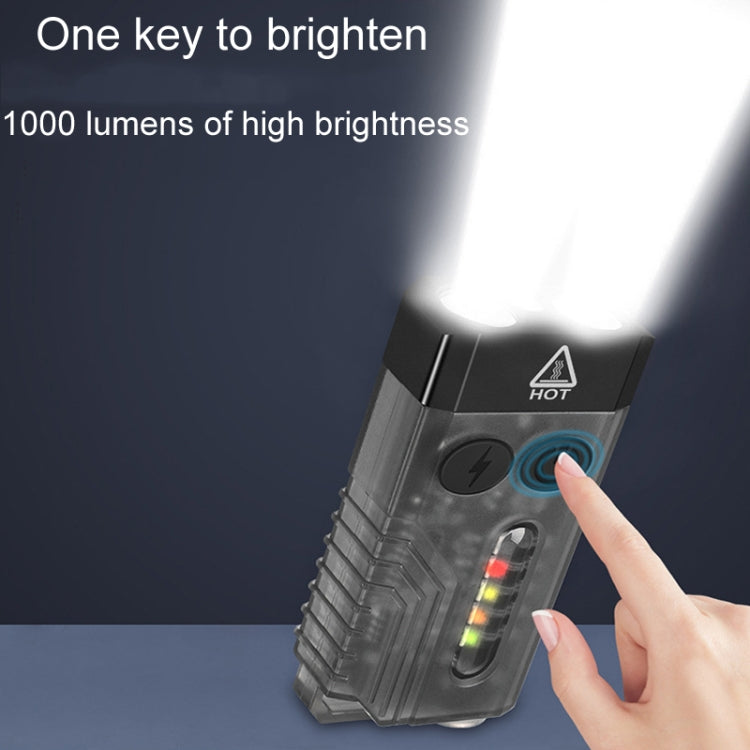 V10 Portable Keychain Light USB Rechargeable Bright Mini Flashlight(White)