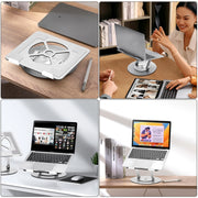 Aluminum Alloy Laptop Stand Notebook Riser with 360 Degree Rotating Base,(Silver)