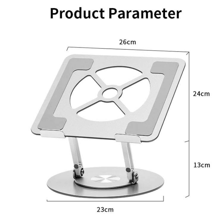 Aluminum Alloy Laptop Stand Notebook Riser with 360 Degree Rotating Base,(Silver)