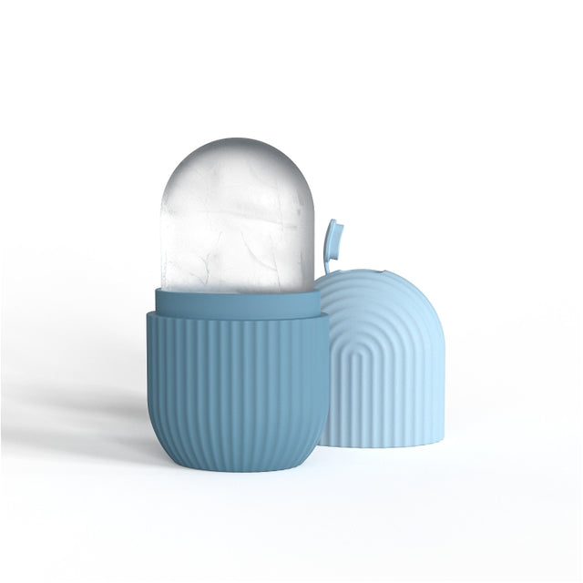 Silicone Wave Pattern Ice Compartment Mould Facial Beauty Massage Pore Shrinking Ice Cube Mold(Blue)