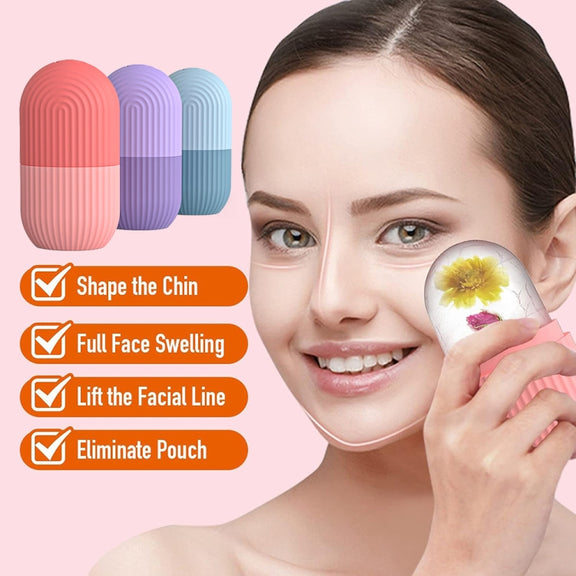 Silicone Wave Pattern Ice Compartment Mould Facial Beauty Massage Pore Shrinking Ice Cube Mold(Blue)