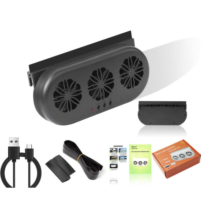USB Plug-In Car Window Exhaust Fan Car Air Circulation Cooling Ventilation Fan, Color: Black