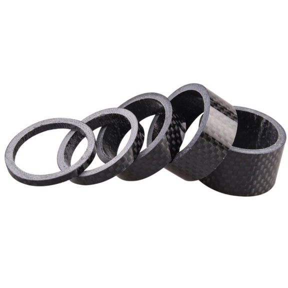 5pcs /Set Bicycle Carbon Fiber Gasket Fork Bowl Set Handlebar Pad 3/5/10/15/20mm