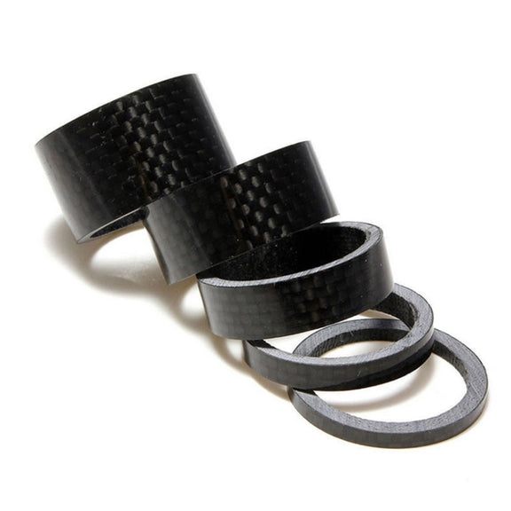 5pcs /Set Bicycle Carbon Fiber Gasket Fork Bowl Set Handlebar Pad 3/5/10/15/20mm