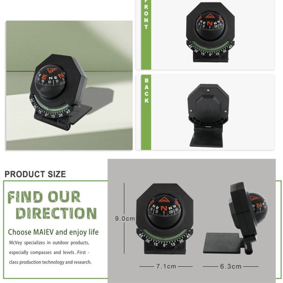2 In 1 Car Compass With Slope Gauge Foldable High Precision Guide Ball(English Version)