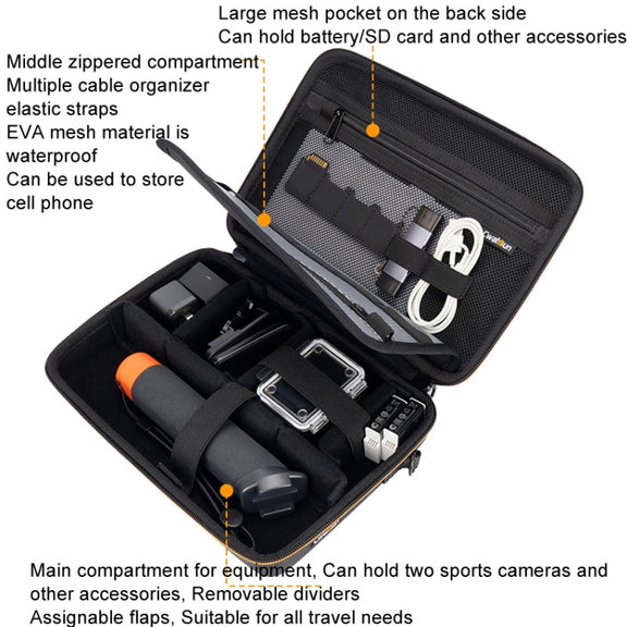 Cwatcun H91 Medium Sports Camera Case Portable Water-resistant EVA Digital Camera Storage Bag(Black)