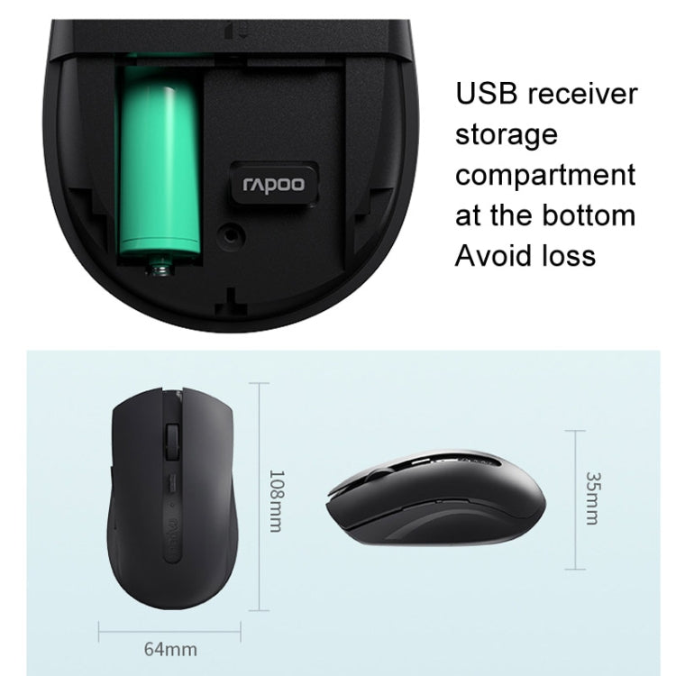 Rapoo M350G Bluetooth/2.4G Wireless Mouse Office Desktop Laptop Mute Mouse(Dark Gray)