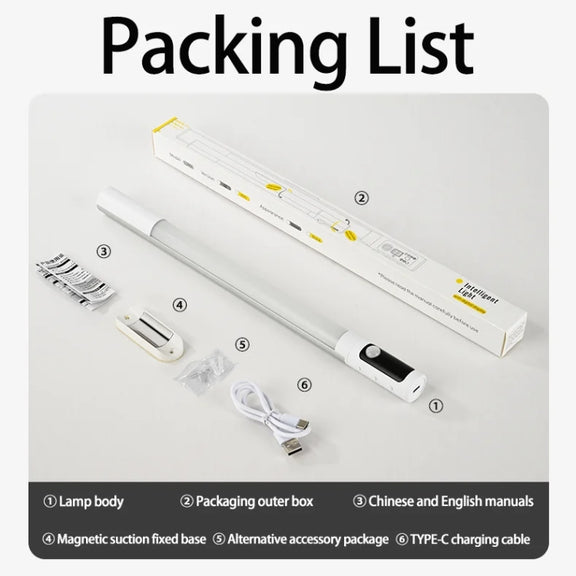 Rechargeable Under Cabinet LED Motion Sensor Night Light with Digital Display 1200mAH(Black)
