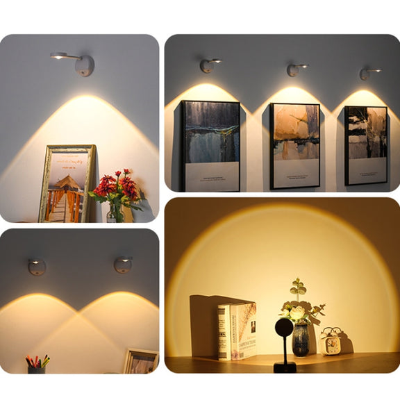 Rechargeable LED Motion Sensor Wireless Spotlight Dimmable Picture Light 2000mAH(Black)