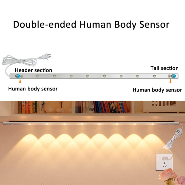 220V CN Plug Motion Sensor Wardrobe Cabinet Lamp LED Light Bar, Spec: White 80cm