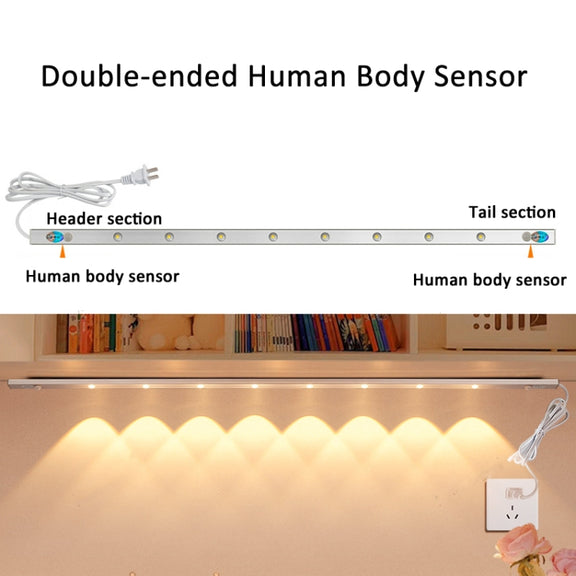 220V CN Plug Motion Sensor Wardrobe Cabinet Lamp LED Light Bar, Spec: White 80cm