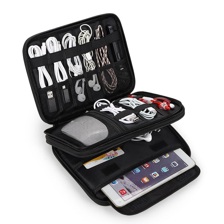 SM08 Large Capacity Water-resistant Portable Double-layer Digital Storage Bag, Size: S(Black)