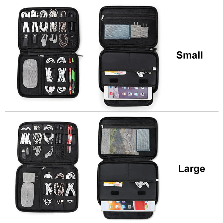 SM08 Large Capacity Water-resistant Portable Double-layer Digital Storage Bag, Size: S(Black)