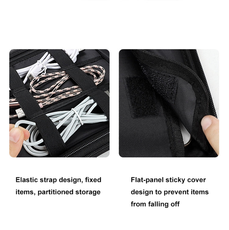 SM08 Large Capacity Water-resistant Portable Double-layer Digital Storage Bag, Size: S(Black)