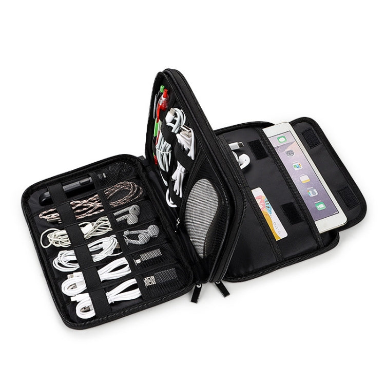 SM08 Large Capacity Water-resistant Portable Double-layer Digital Storage Bag, Size: S(Black)