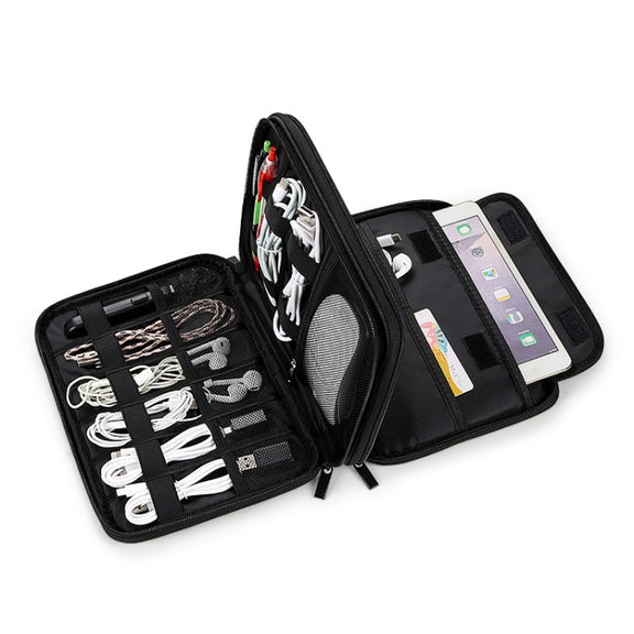 SM08 Large Capacity Water-resistant Portable Double-layer Digital Storage Bag, Size: S(Black)