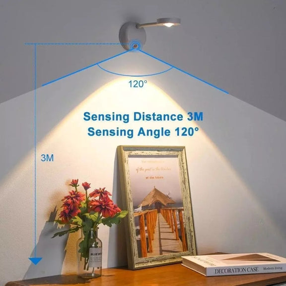 Rechargeable LED Motion Sensor Wireless Spotlight With Remote Control 2000mAH White