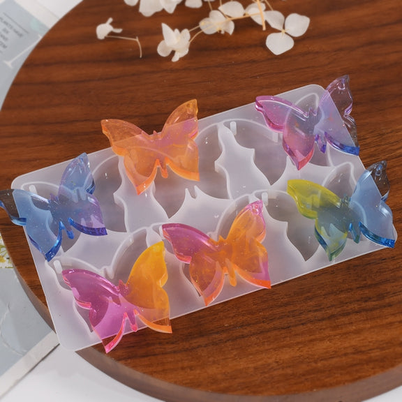 DIY Crystal Glue Heart Butterfly Pendant Keychain Ornament Silicone Mold(Butterfly)